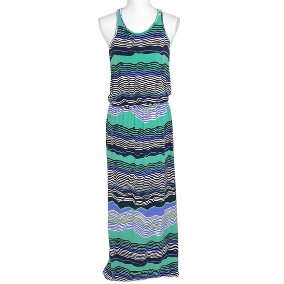 Tori Richard Honolulu Striped Maxi Dress Racerback NEW - Picture 1 of 10